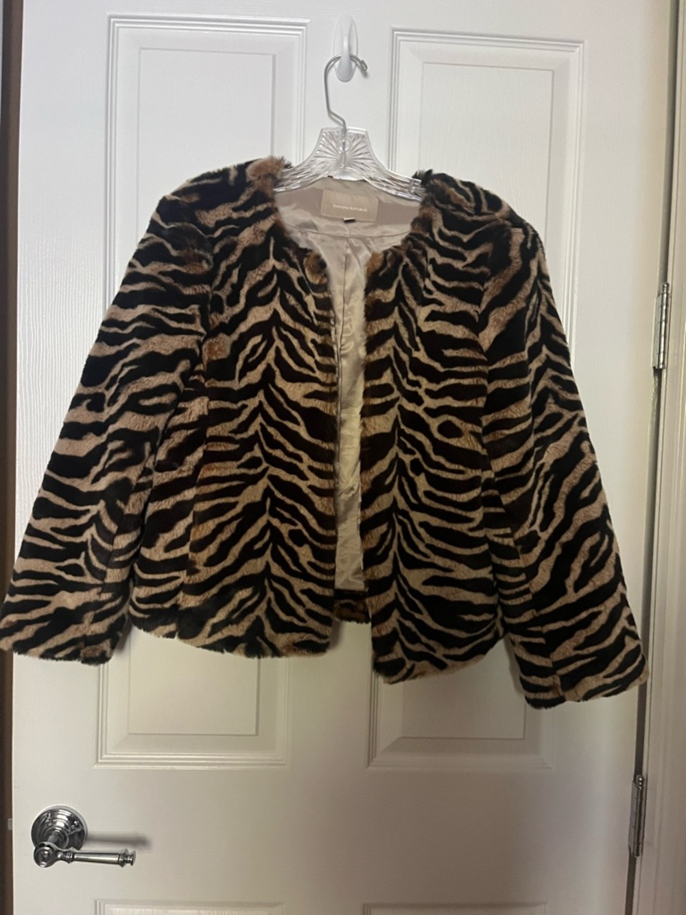 Banana Republic Faux Fur Animal Print Jacket - Black & Brown